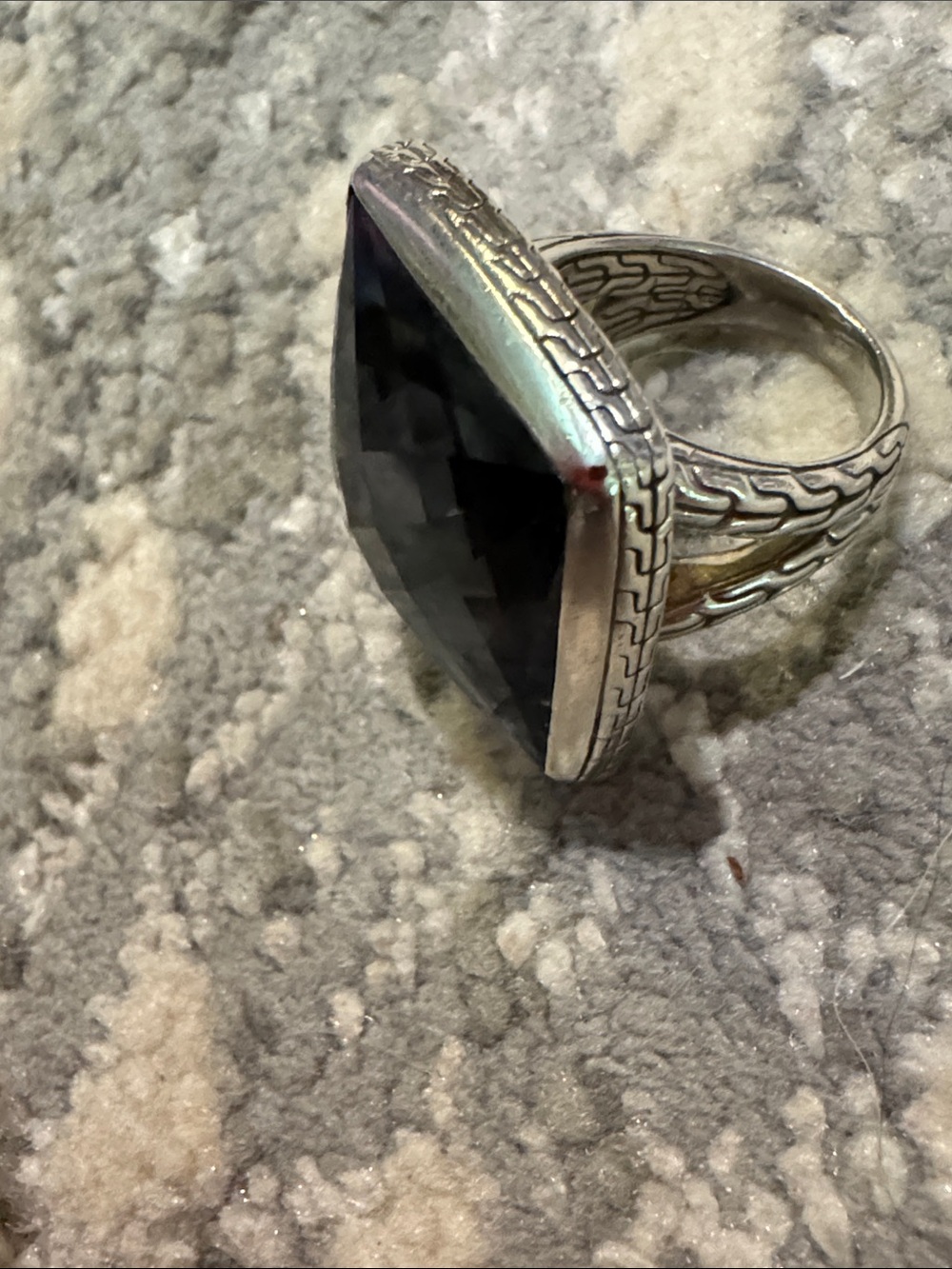 John Hardy Vintage-Inspired Black Stone Silver Ring - Women Jewelry size 6